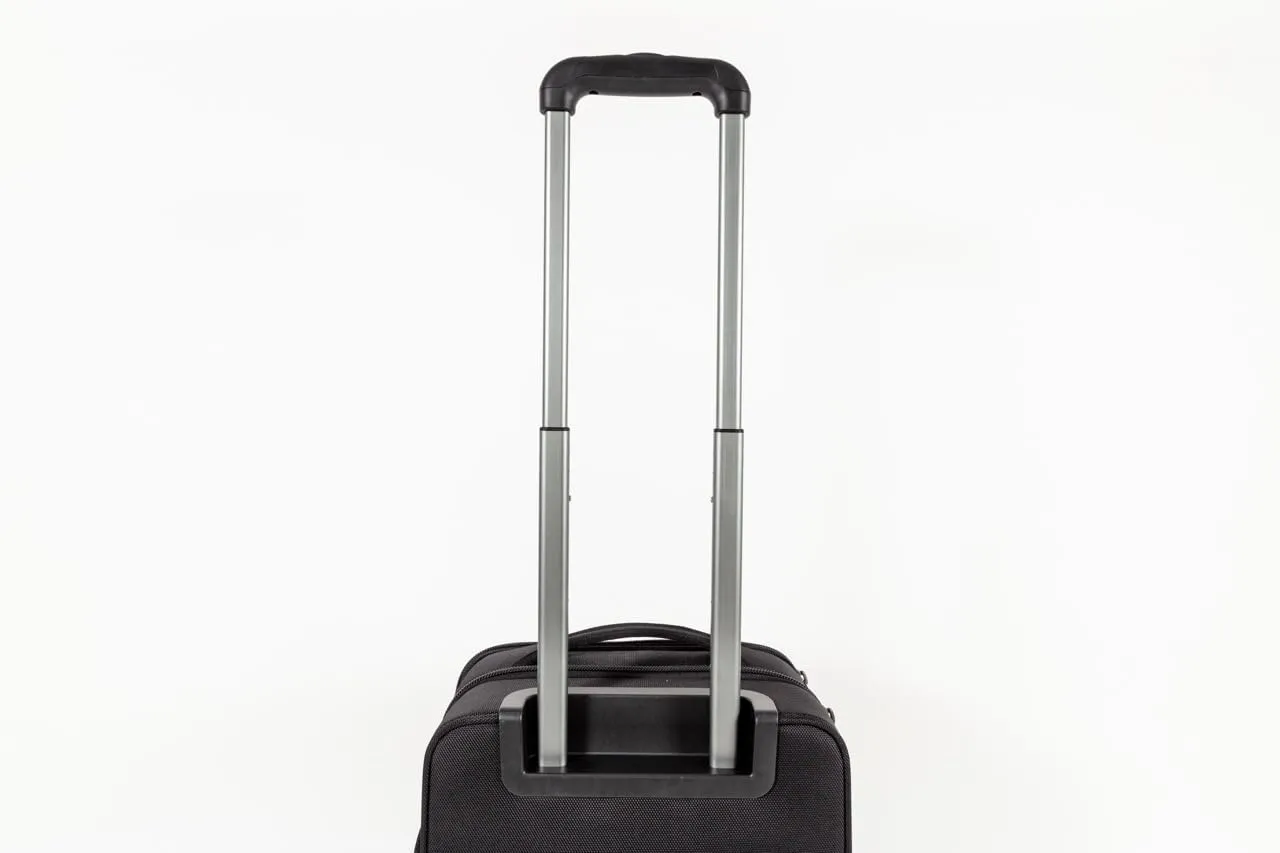 Revolutionary Carry-On Suitcase with Movable Partition  Keep Clean & Dirty Clothes Separate (Blue Stripes, 22"x14"x9")