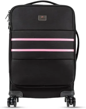 Revolutionary Carry-On Suitcase with Movable Partition  Keep Clean & Dirty Clothes Separate (Pink Stripes, 22"x14"x9")