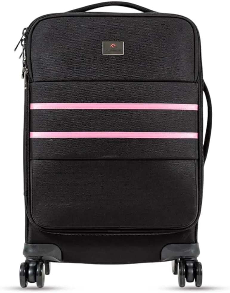 Revolutionary Carry-On Suitcase with Movable Partition  Keep Clean & Dirty Clothes Separate (Pink Stripes, 22"x14"x9")