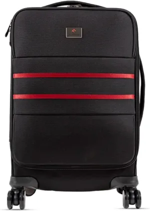 Revolutionary Carry-On Suitcase with Movable Partition  Keep Clean & Dirty Clothes Separate (Red Stripes, 22"x14"x9")