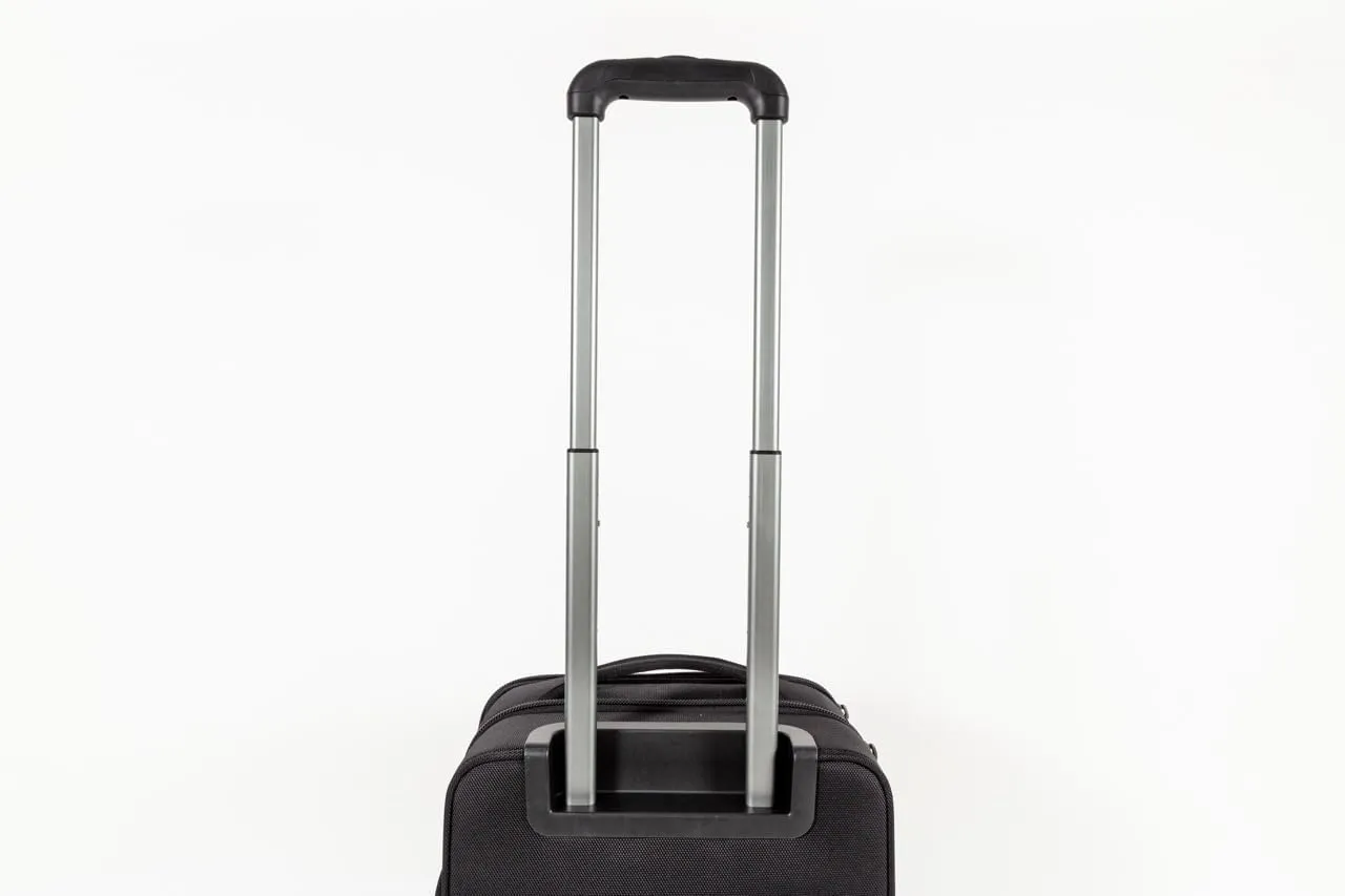 Revolutionary Carry-On Suitcase with Movable Partition  Keep Clean & Dirty Clothes Separate (White Stripes, 22"x14"x9")