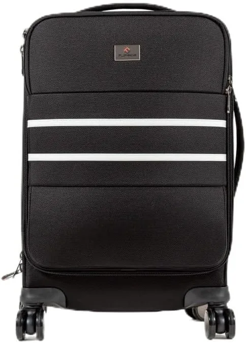 Revolutionary Carry-On Suitcase with Movable Partition  Keep Clean & Dirty Clothes Separate (White Stripes, 22"x14"x9")