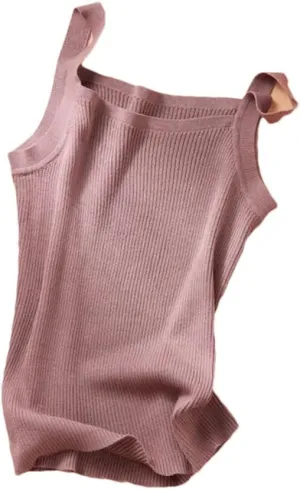 Rfmfkkg Women'S Silk Cotton Camisole Vest Wide Shoulder Straps Bottom Top Tank Tops For Women