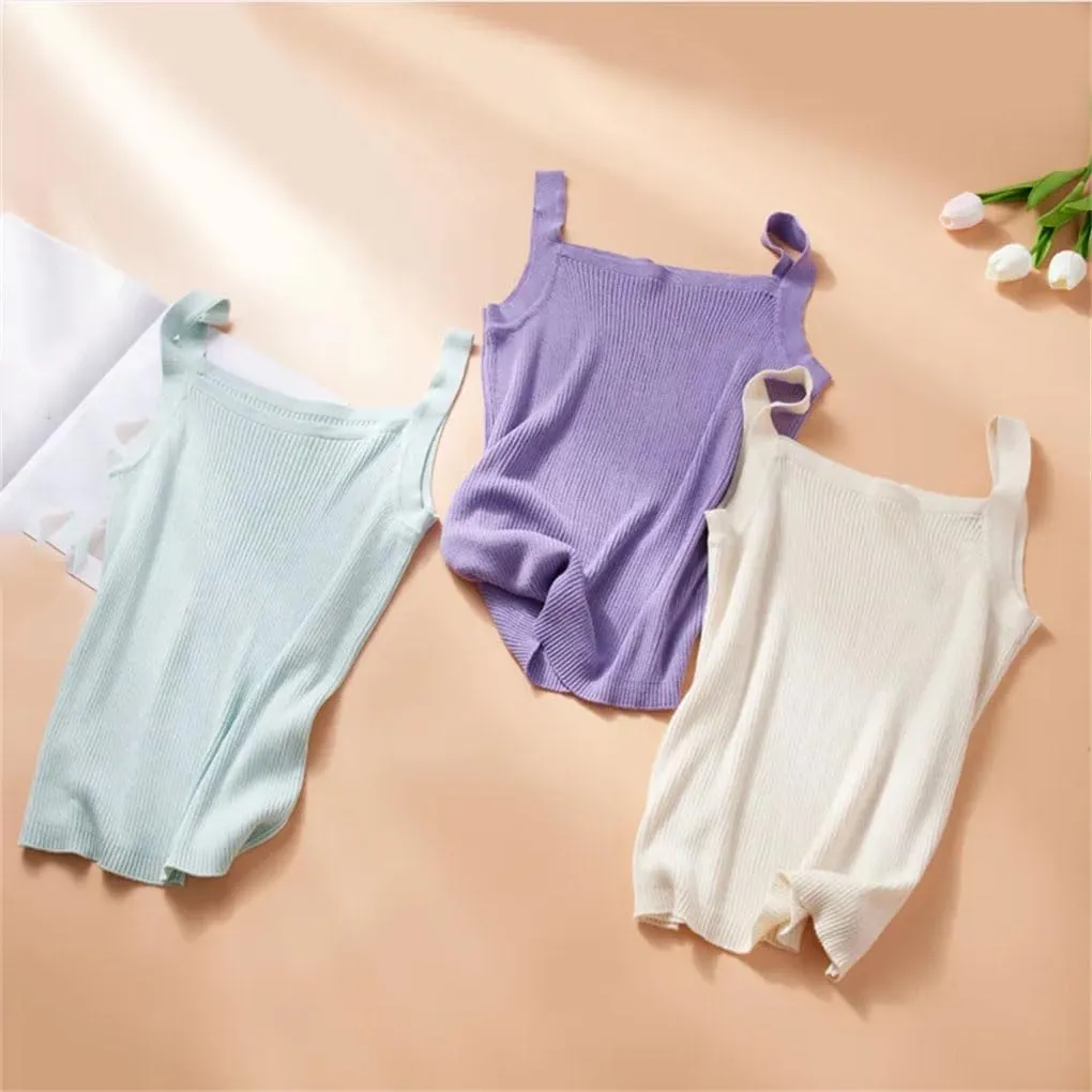 Rfmfkkg Women'S Silk Cotton Camisole Vest Wide Shoulder Straps Bottom Top Tank Tops For Women