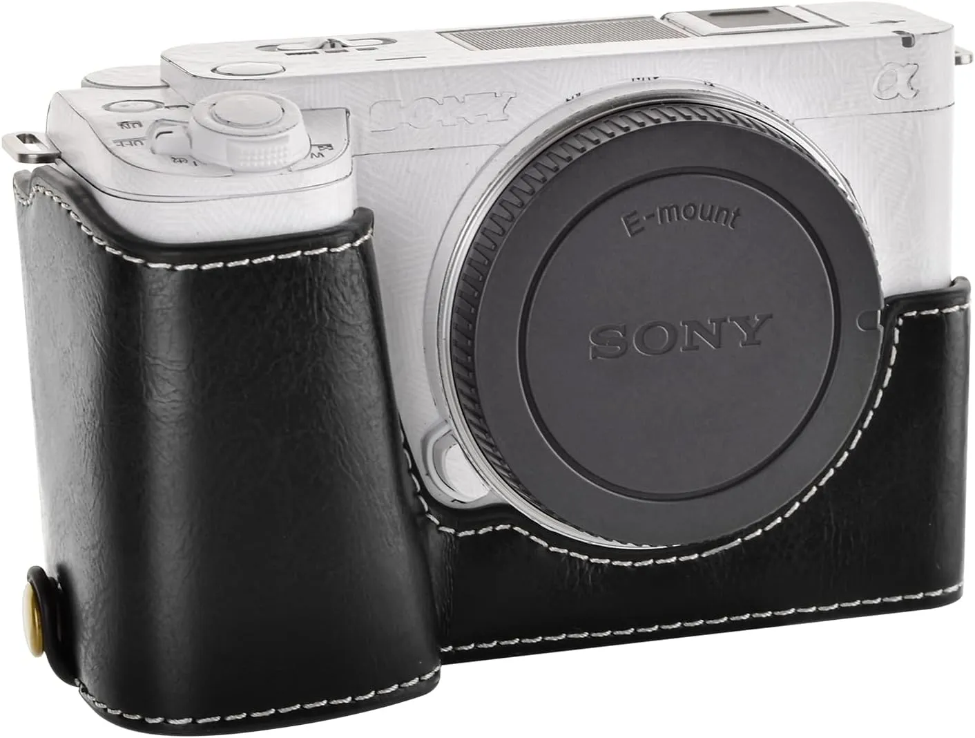 Rieibi ZV-E1 Camera Case, PU Leather Camera Half Case Compatible for Sony ZV-E1, ZVE1, Black