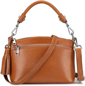 S-ZONE Small Genuine Leather Top Handle Handbags for Women Shoulder Bag Crossbody Purse