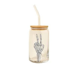 Seasonal Holiday Glassware | Skelton Peace Halloween Can Glass | Talking Out of Turn
