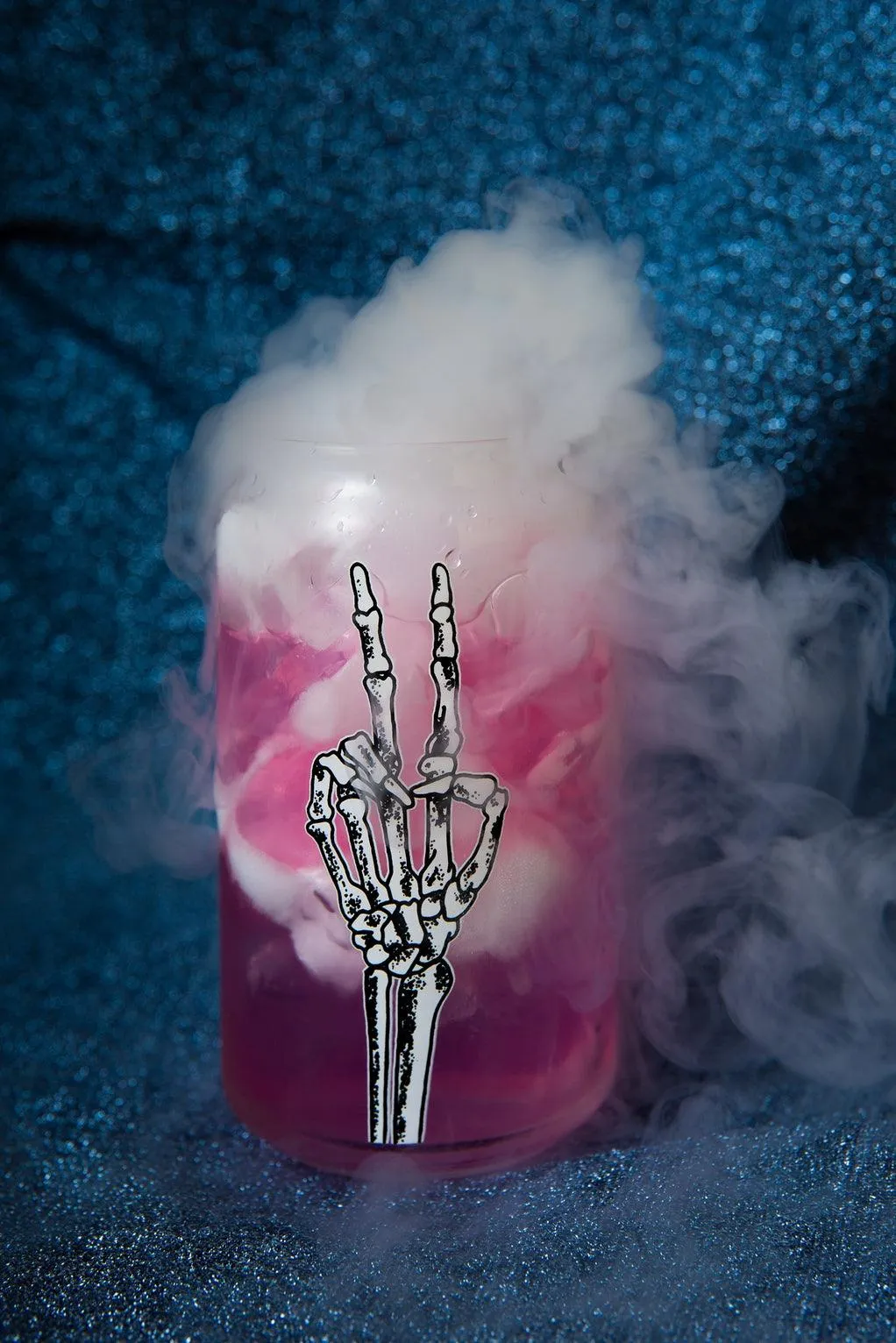 Seasonal Holiday Glassware | Skelton Peace Halloween Can Glass | Talking Out of Turn