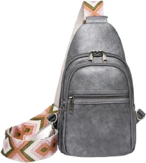 Sling Bag for Women Men Crossbody Purse Fanny Packs Leather Sling Chest Bags Backpack (Dark Gray)