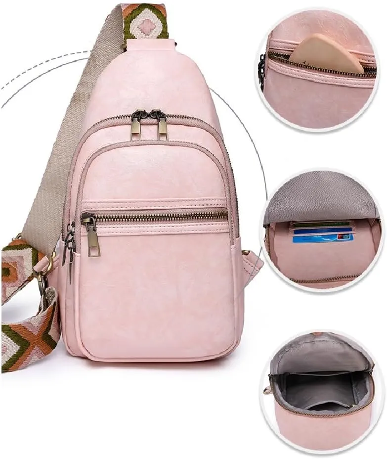 Sling Bag for Women Men Crossbody Purse Fanny Packs Leather Sling Chest Bags Backpack (Dark Gray)