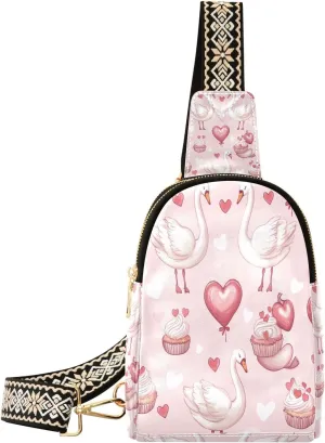 Small Sling Bag for Women, Valentine's Day Cake Leather Fanny Packs Crossbody Bags fashion Chest Bag for Travel
