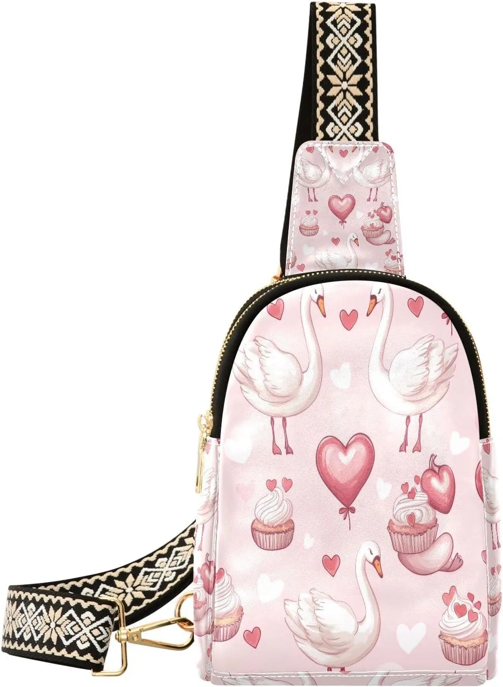 Small Sling Bag for Women, Valentine's Day Cake Leather Fanny Packs Crossbody Bags fashion Chest Bag for Travel