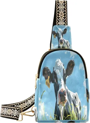 Small Sling Bag for Women, White Cow Leather Fanny Packs Crossbody Bags fashion Chest Bag for Travel