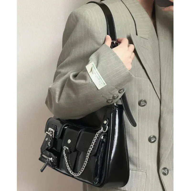 Sohiwoo New Leather Luxury Waterproof HandBag Women's For Bag Versatile  Crossbody Bags PU Glossy Y2k Shoulder Ladies Tote Fashion