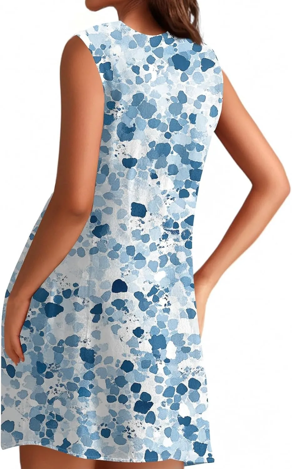 Summer Dresses for Women 2025 Casual Print Bohemian Dress Boat Neck Tank Beach Hawaiian Sundress with Pockets