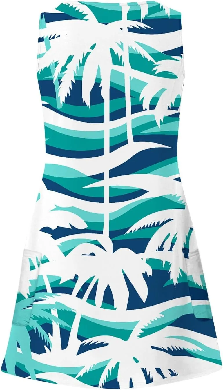 Summer Dresses for Women 2025 Loose V Neck Sleeveless Sundresses Hawaiian Tank Dress Swimsuit Coverup with Pockets