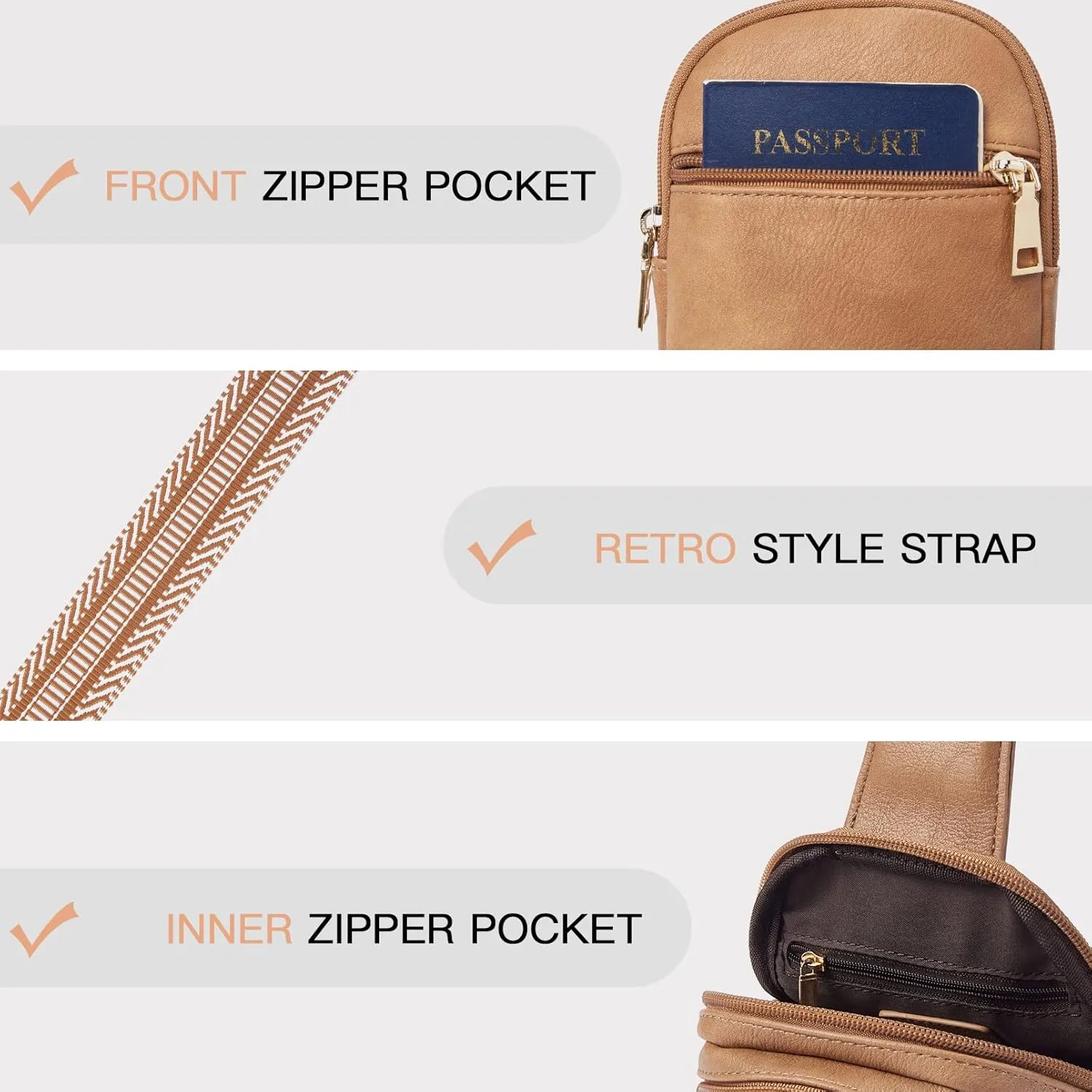 Telena Small Sling Bag for Women Vegan Leather Fashionable Fanny Pack Crossbody Bags for Women for Travel