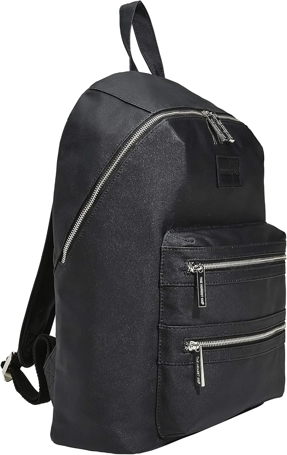The Honest Company Coated Canvas City Backpack | Diaper Bag with Changing Pad | Black Coated Canvas with Silver Hardware | PVC-Free Lining | 16 x 5 x 18