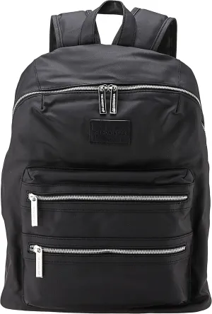 The Honest Company Coated Canvas City Backpack | Diaper Bag with Changing Pad | Black Coated Canvas with Silver Hardware | PVC-Free Lining | 16 x 5 x 18