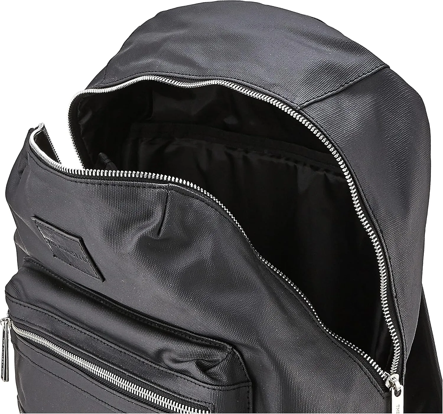 The Honest Company Coated Canvas City Backpack | Diaper Bag with Changing Pad | Black Coated Canvas with Silver Hardware | PVC-Free Lining | 16 x 5 x 18