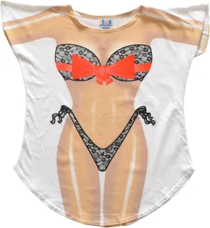 The Original Women's Bikini Shirt - Funny Bikini Print Bathing Suit Cover-up Beach Tshirt Dress for Women Men