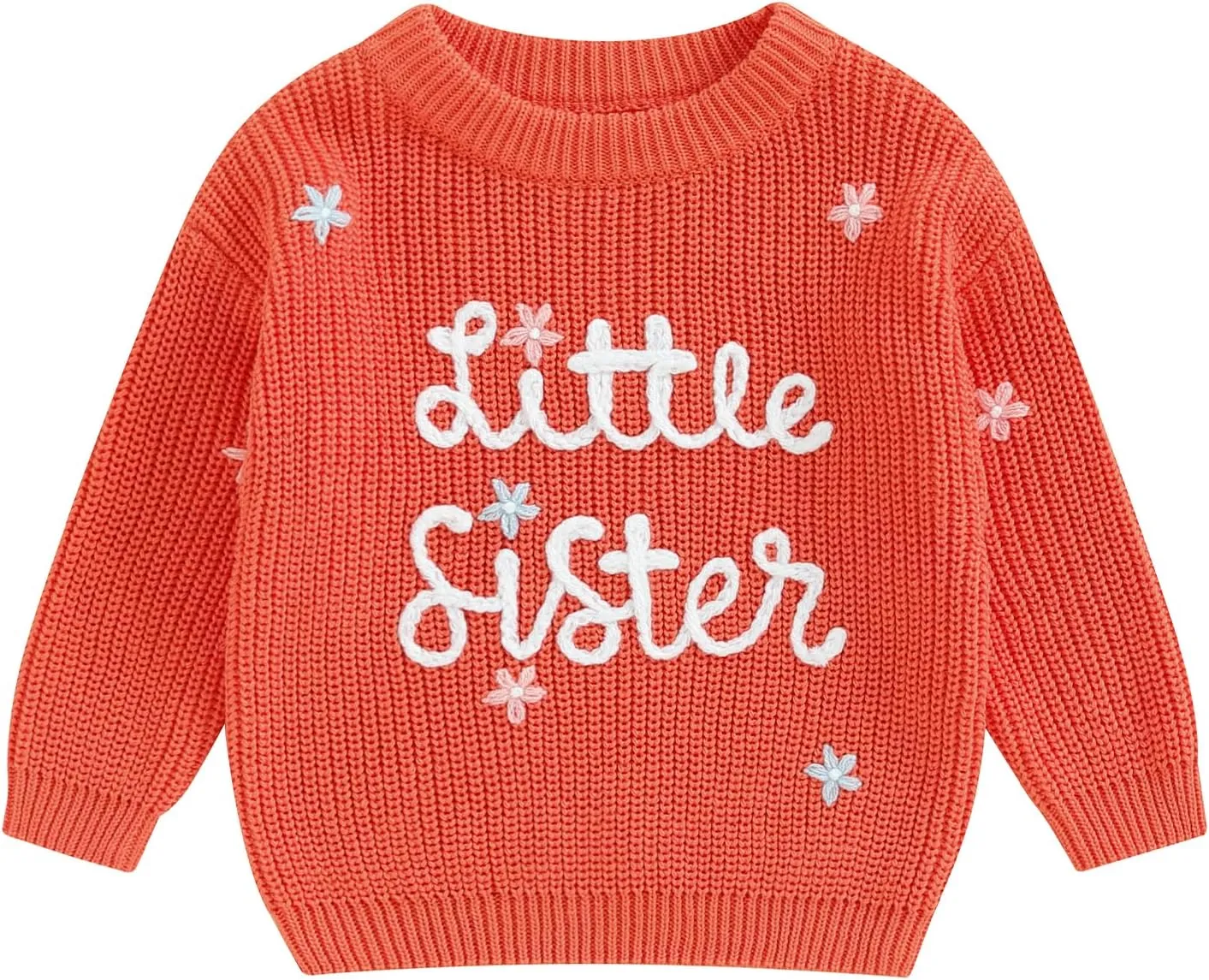 Toddler Baby Girl Boy Long Sleeve Knit Sweater Brothers Sisters Letter Embroidery Round Neck Pullover Fall Winter Tops