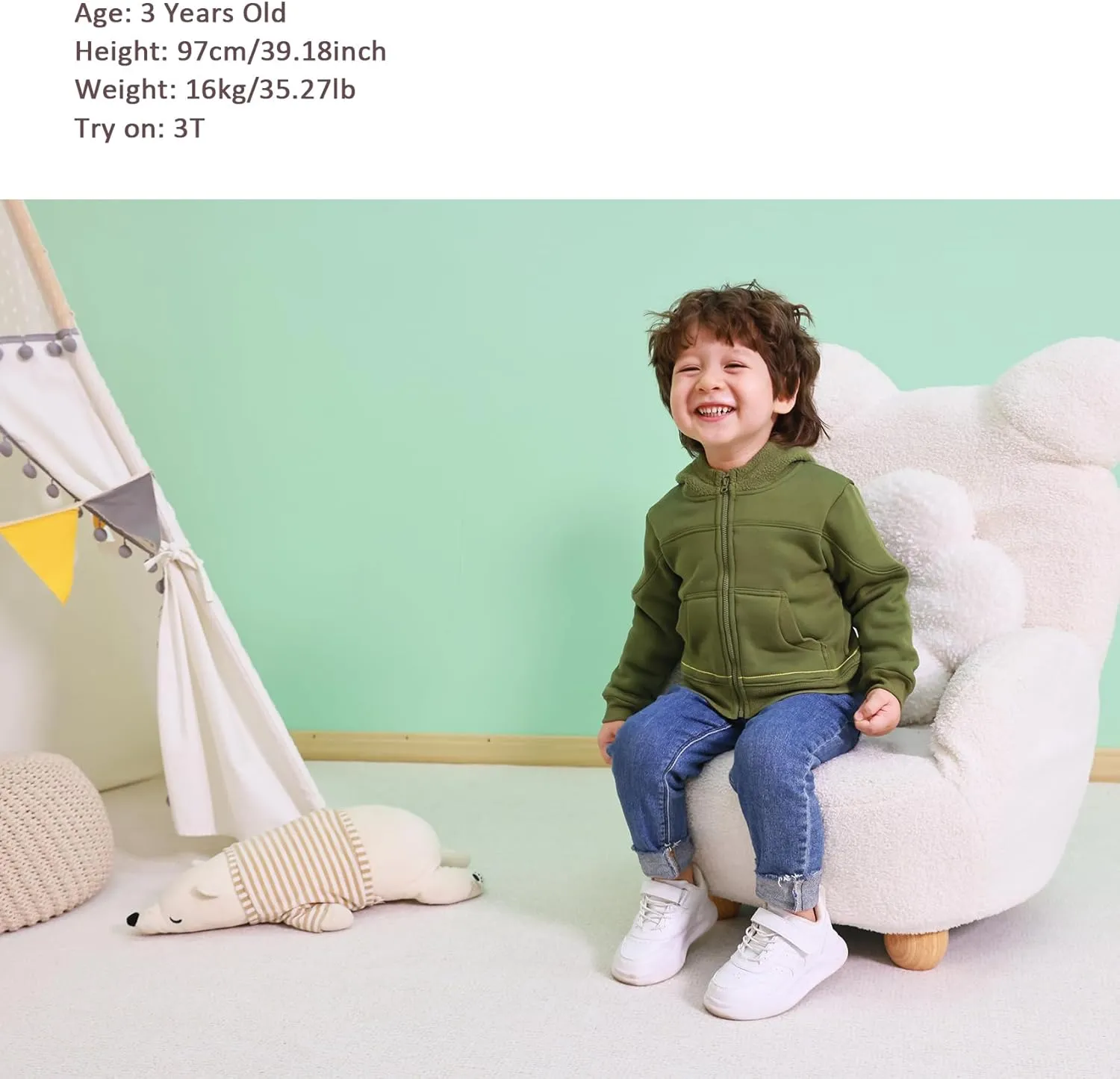Toddler Boys Girls Fleece Zip-Up Hoodie Solid Color Hooded Jacket for little Kids