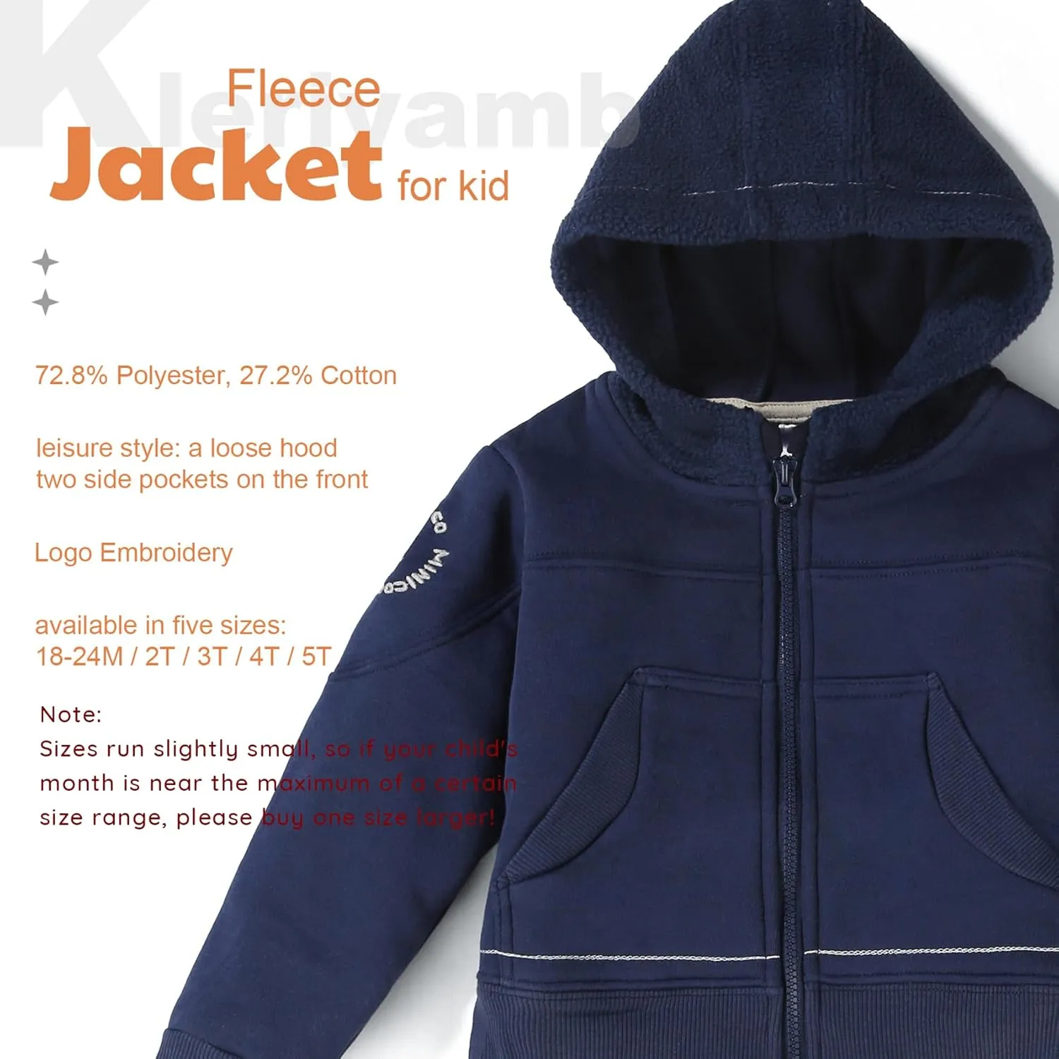 Toddler Boys Girls Fleece Zip-Up Hoodie Solid Color Hooded Jacket for little Kids
