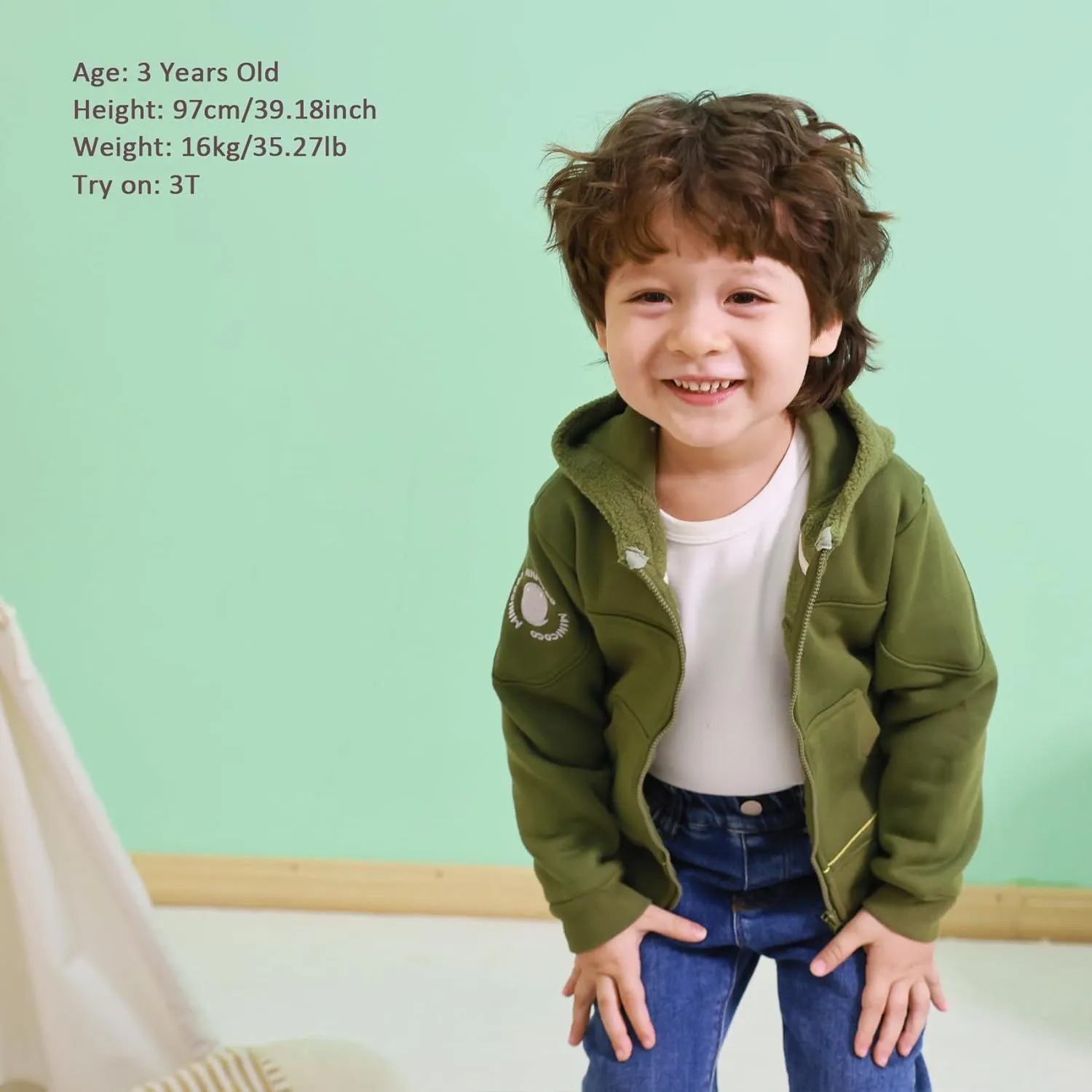 Toddler Boys Girls Fleece Zip-Up Hoodie Solid Color Hooded Jacket for little Kids