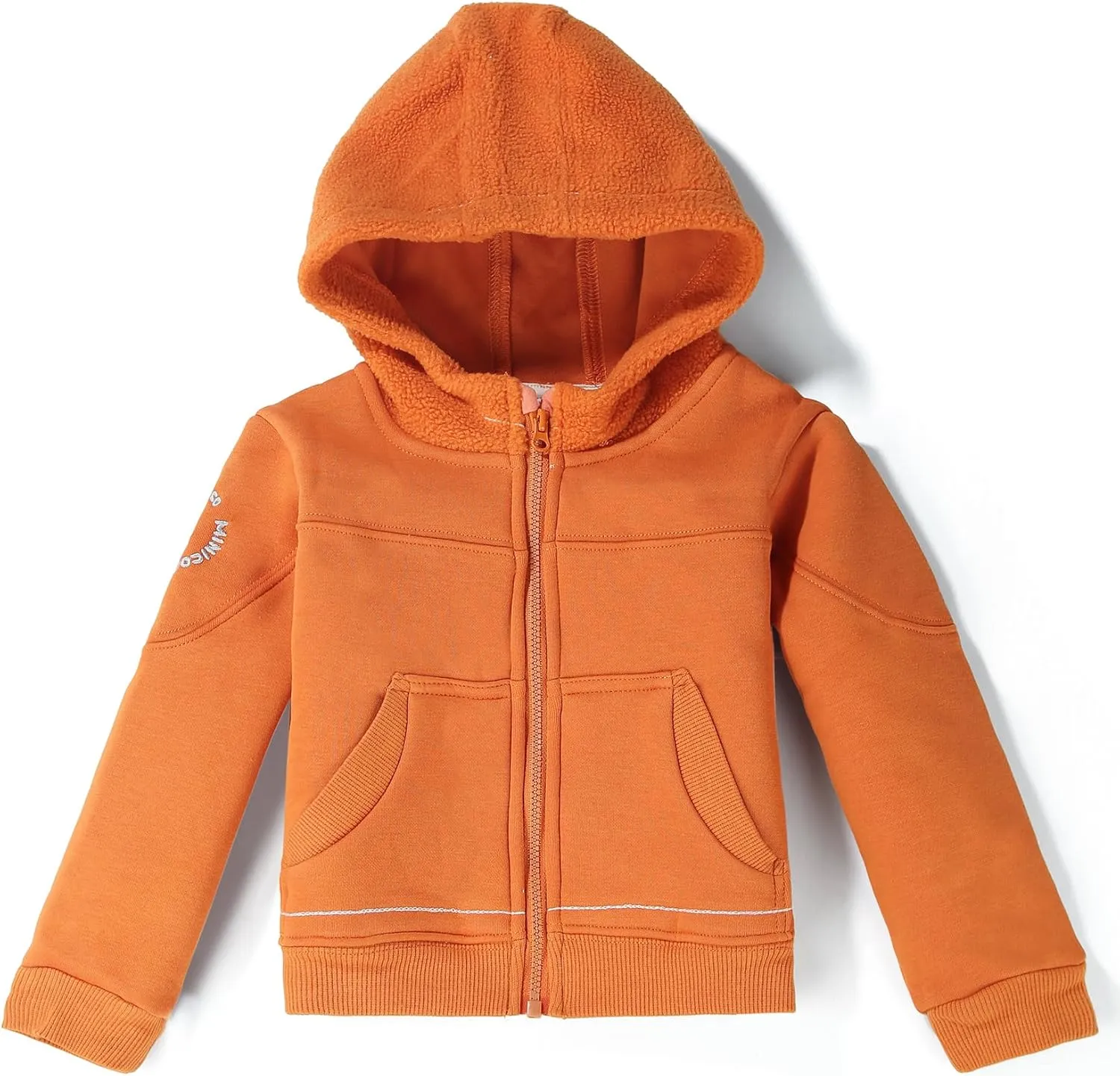 Toddler Boys Girls Fleece Zip-Up Hoodie Solid Color Hooded Jacket for little Kids