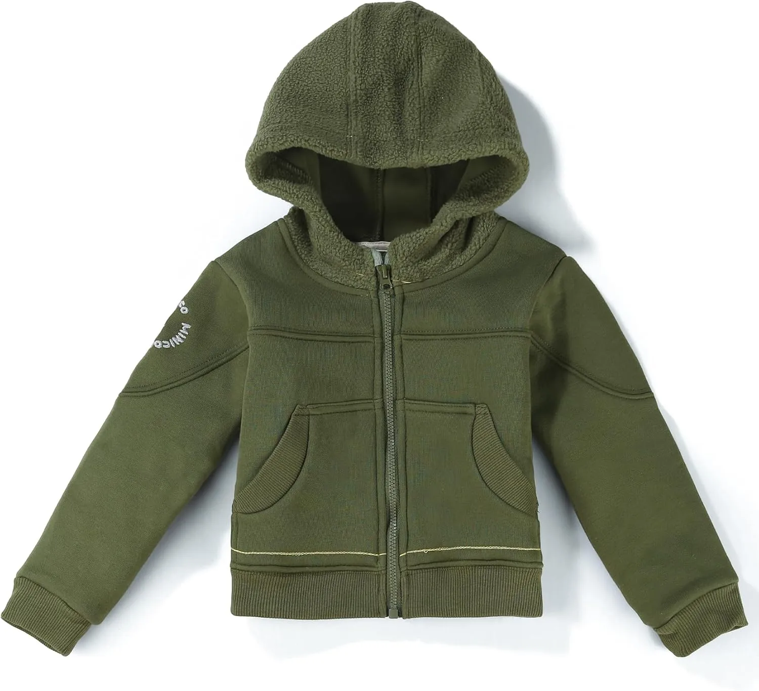 Toddler Boys Girls Fleece Zip-Up Hoodie Solid Color Hooded Jacket for little Kids