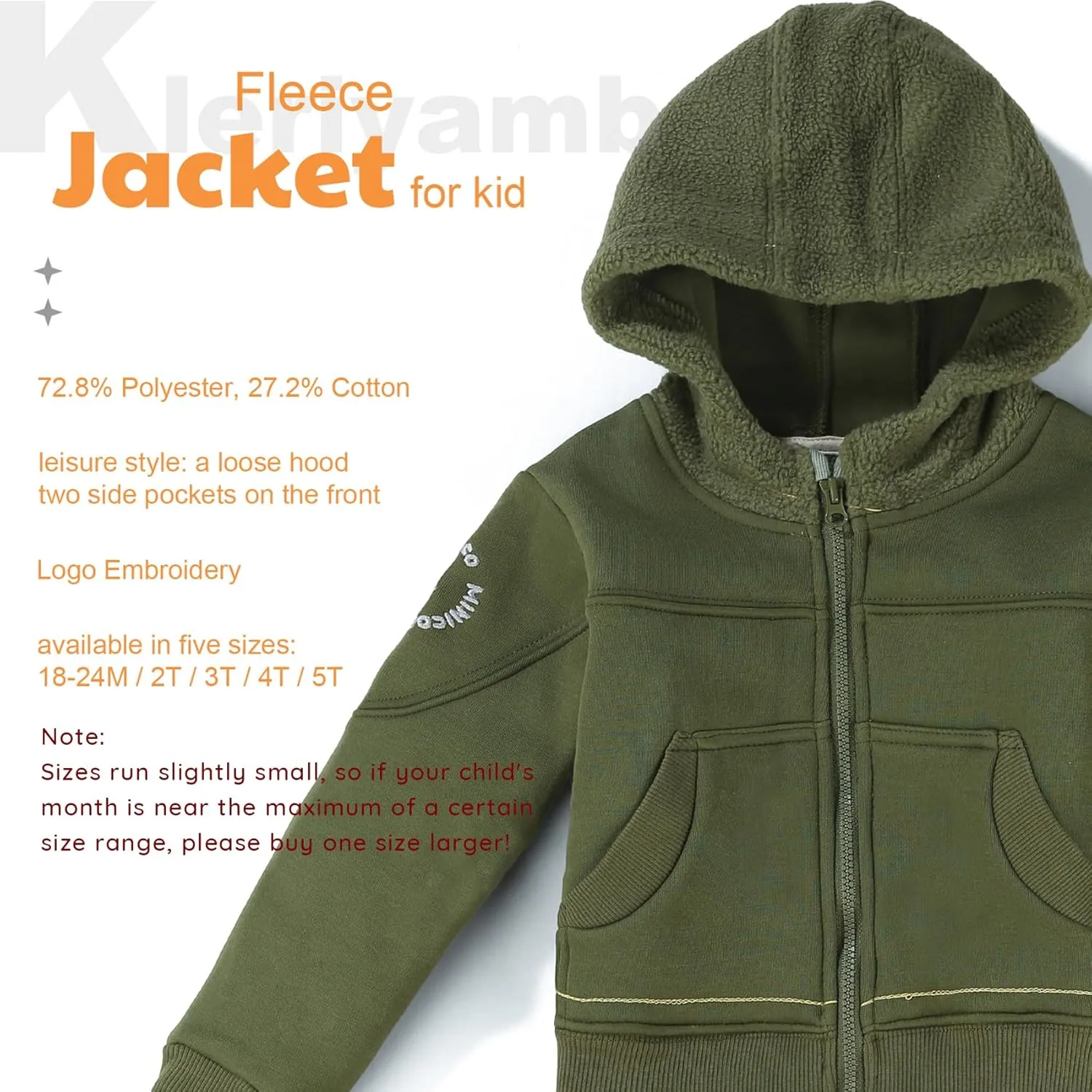 Toddler Boys Girls Fleece Zip-Up Hoodie Solid Color Hooded Jacket for little Kids