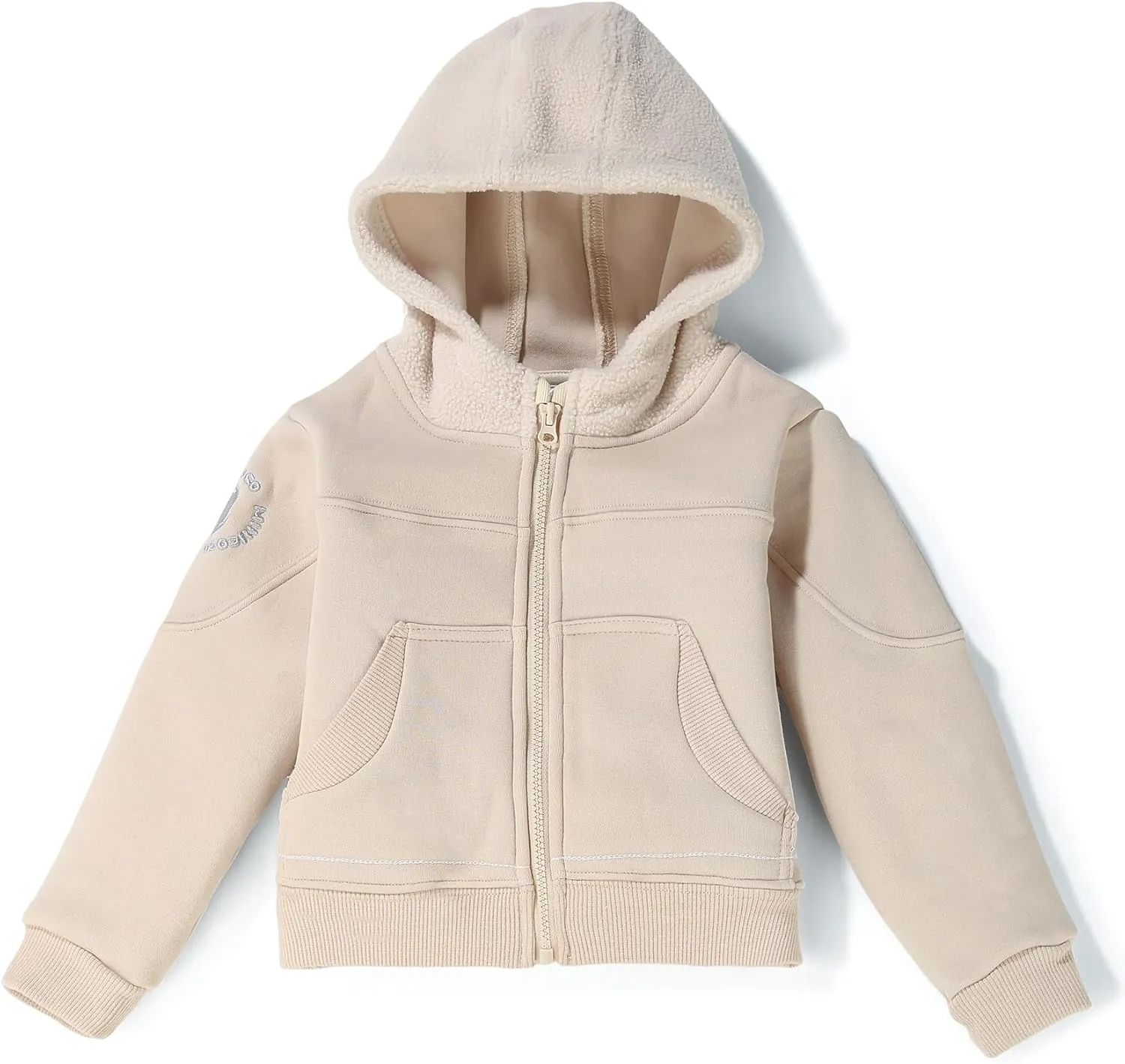 Toddler Boys Girls Fleece Zip-Up Hoodie Solid Color Hooded Jacket for little Kids
