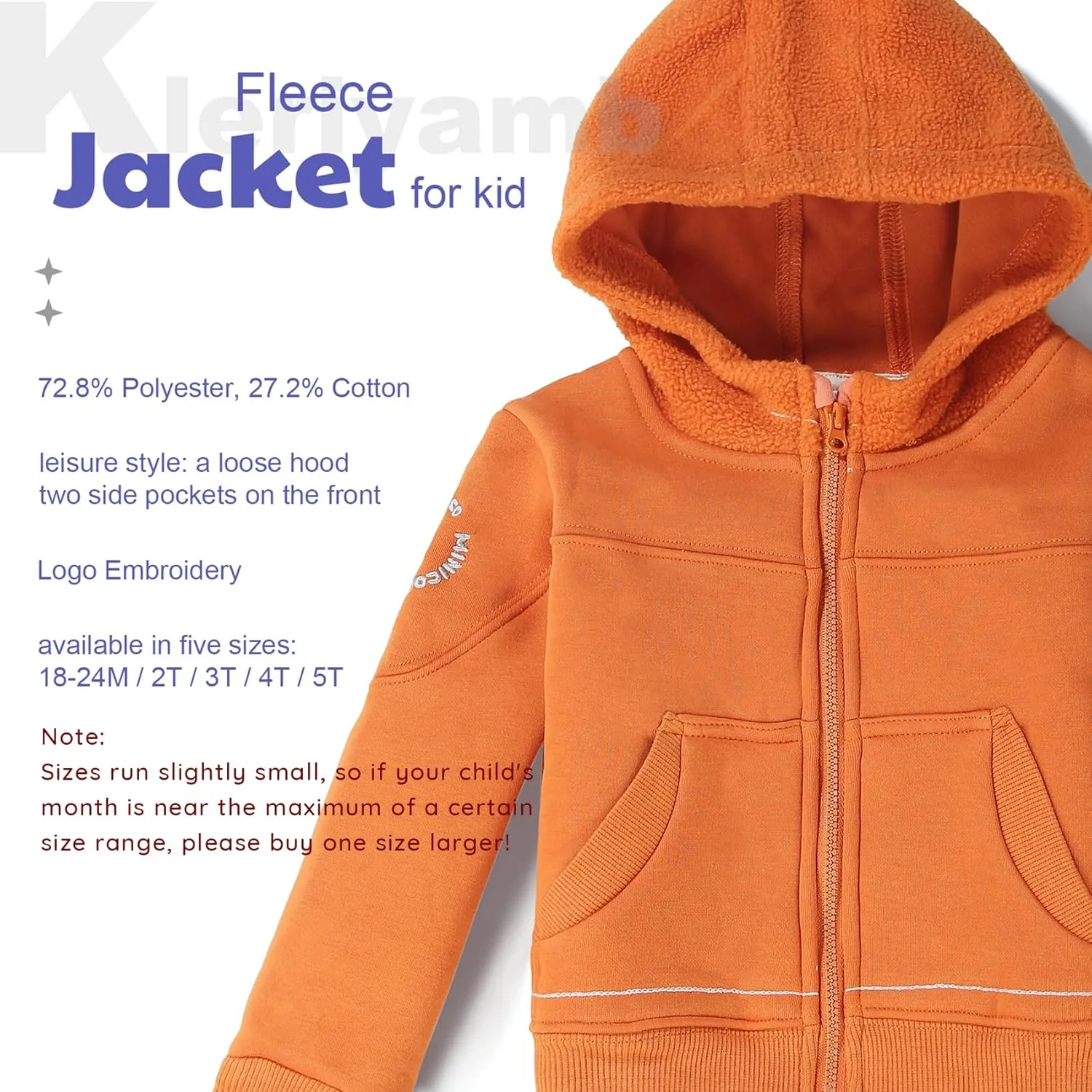 Toddler Boys Girls Fleece Zip-Up Hoodie Solid Color Hooded Jacket for little Kids