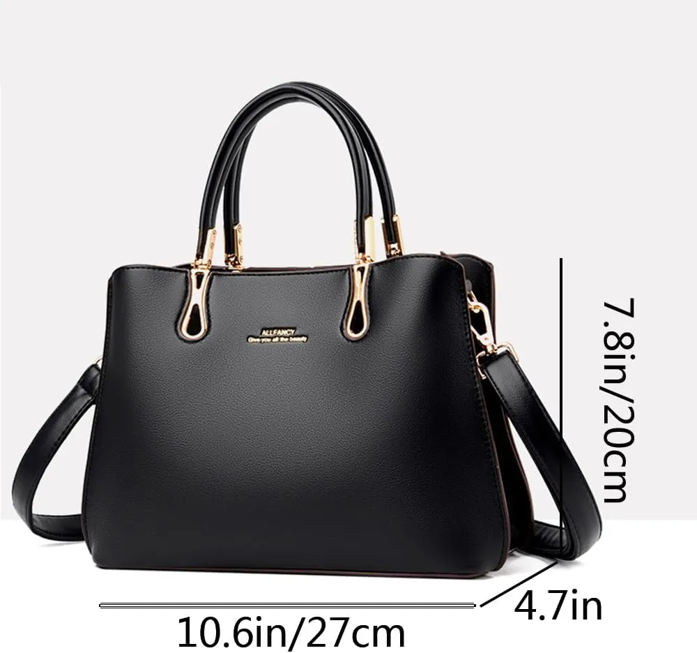 Top Handle Handbags Purses for Women PU Leather Elegant Crossbody Shoulder Bag Satchel Tote
