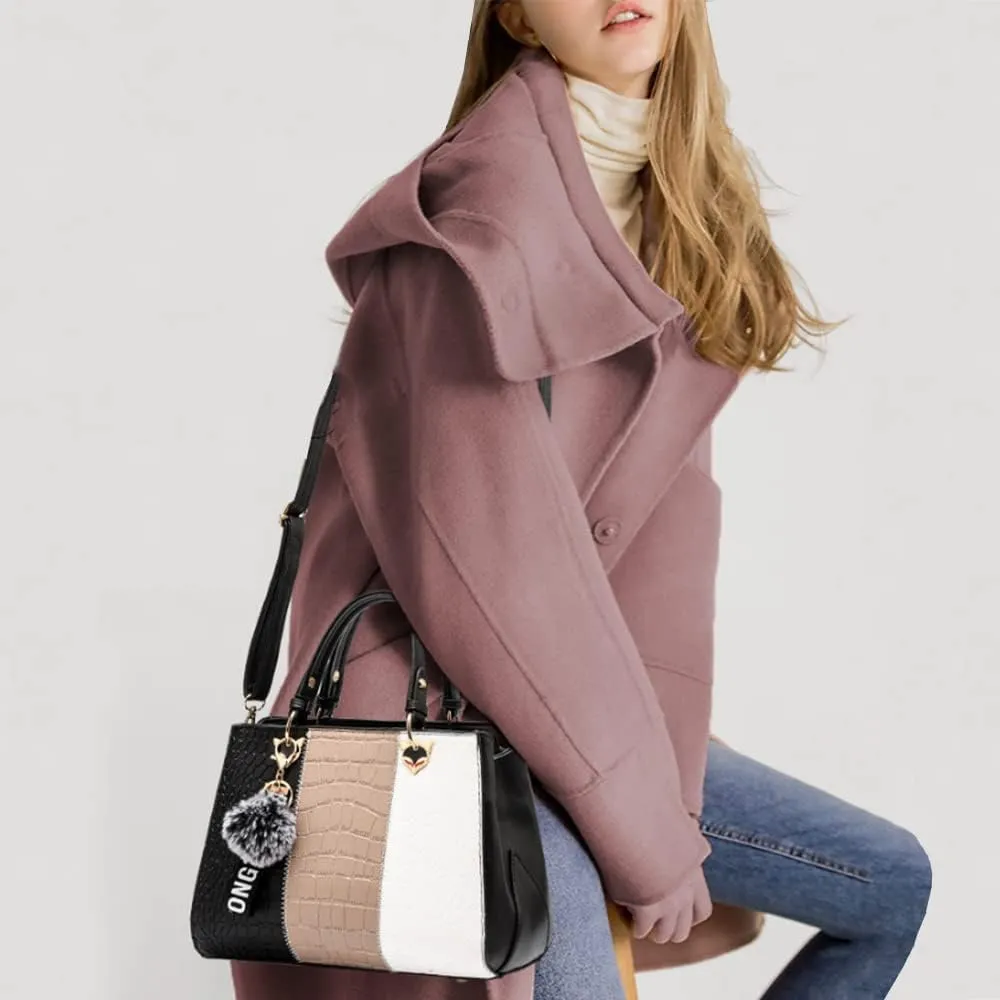 Top-handle Handbags Tote for Women PU Leather Crossbody Shoulder Bag Multi-color Purse Satchel