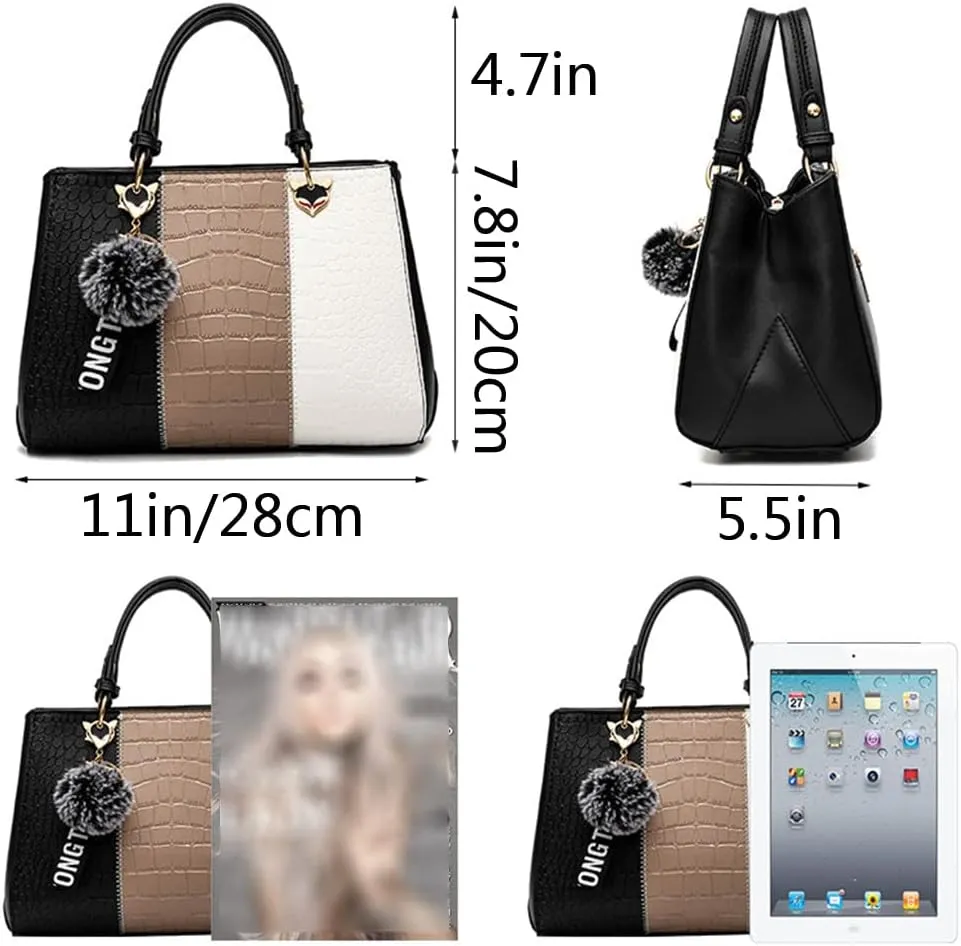 Top-handle Handbags Tote for Women PU Leather Crossbody Shoulder Bag Multi-color Purse Satchel
