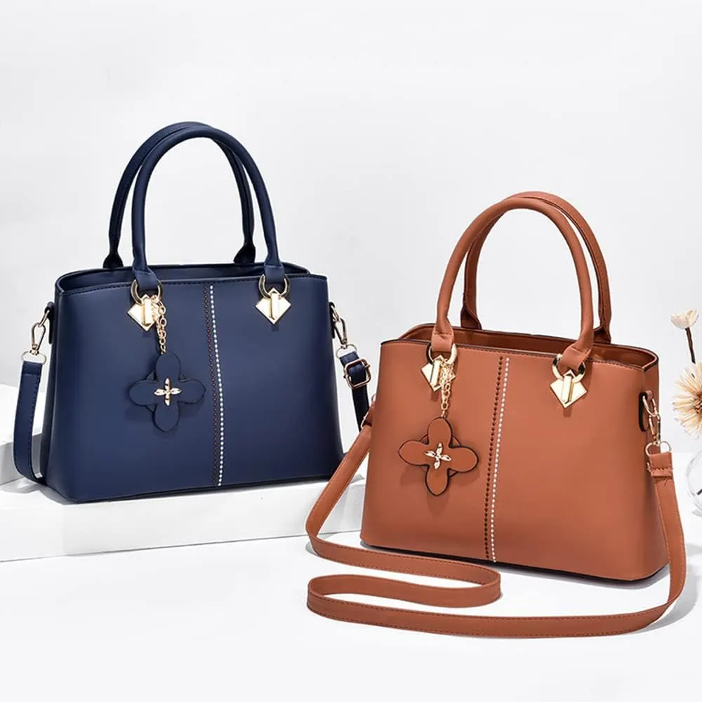 Top-handle Handbags Tote for Women PU Leather Purse Satchel Petal Pendant Crossbody Shoulder Bag