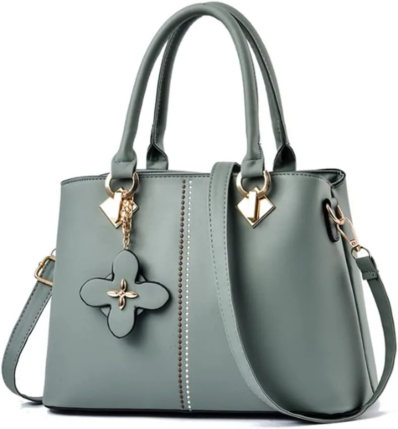 Top-handle Handbags Tote for Women PU Leather Purse Satchel Petal Pendant Crossbody Shoulder Bag