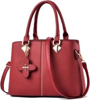Top-handle Handbags Tote for Women PU Leather Purse Satchel Petal Pendant Crossbody Shoulder Bag