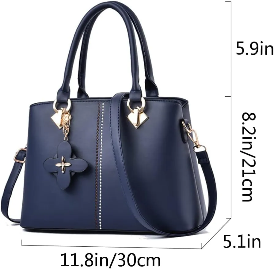 Top-handle Handbags Tote for Women PU Leather Purse Satchel Petal Pendant Crossbody Shoulder Bag