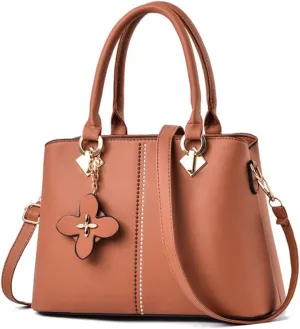 Top-handle Handbags Tote for Women PU Leather Purse Satchel Petal Pendant Crossbody Shoulder Bag