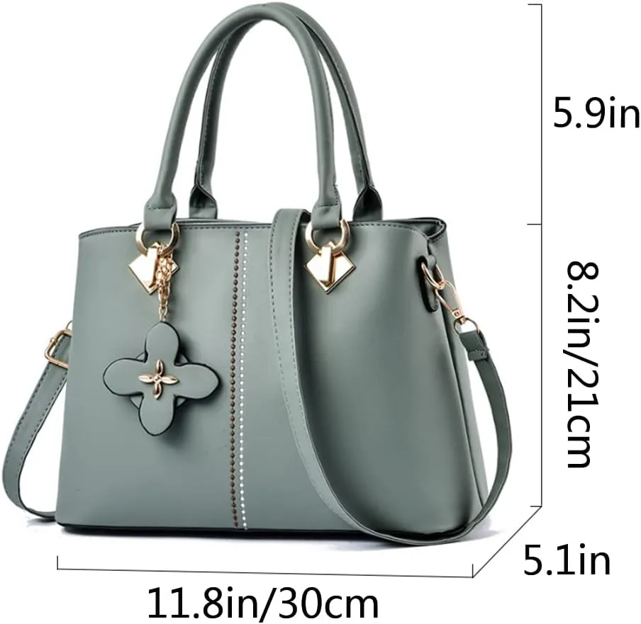 Top-handle Handbags Tote for Women PU Leather Purse Satchel Petal Pendant Crossbody Shoulder Bag