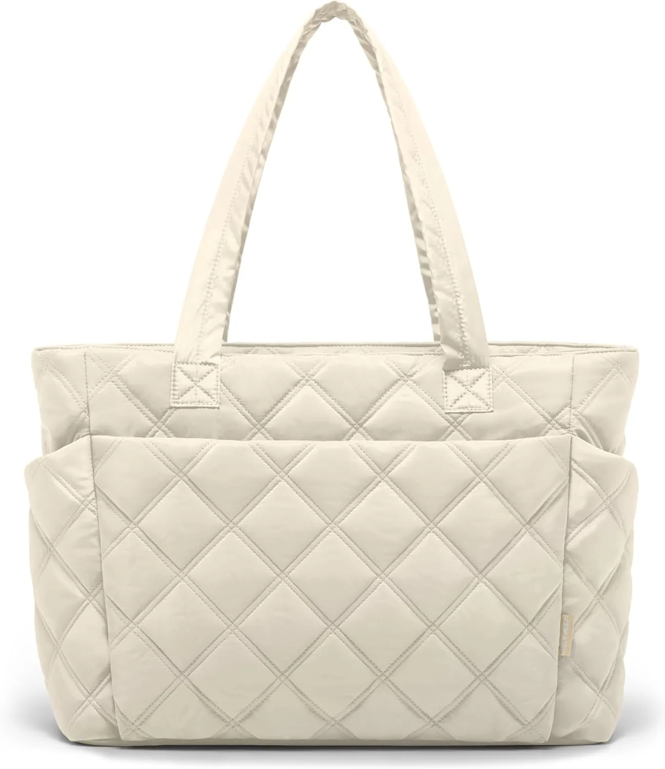 Tote Bag for Women, Lightweight Puffer Tote Work Bags with Compartments for Travel, Quilted Shoulder Bag with Zipper