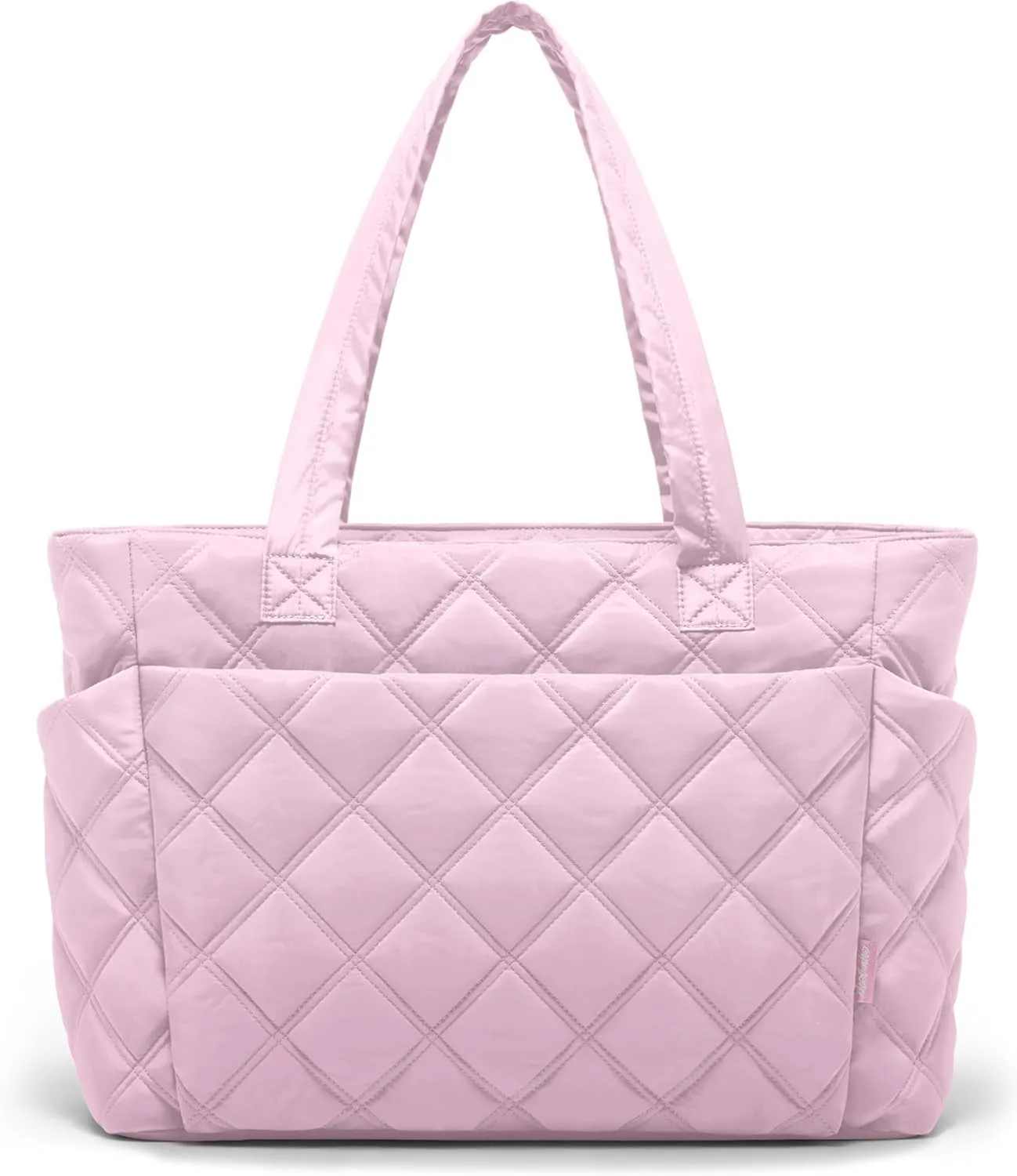 Tote Bag for Women, Lightweight Puffer Tote Work Bags with Compartments for Travel, Quilted Shoulder Bag with Zipper