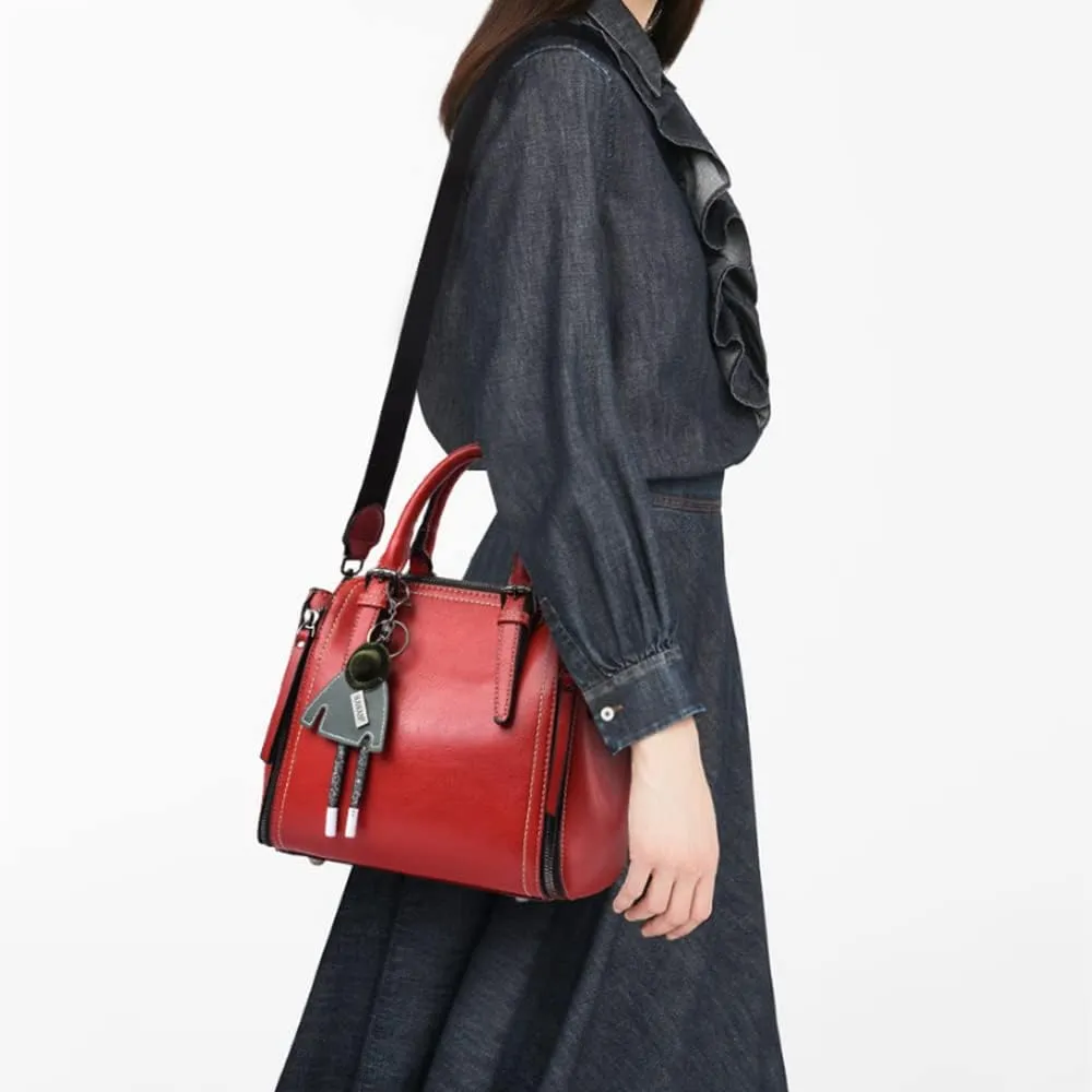 Tote Top-handle Handbags Tote for Women PU Leather Purse Satchel Small Pendant Crossbody Shoulder Bag