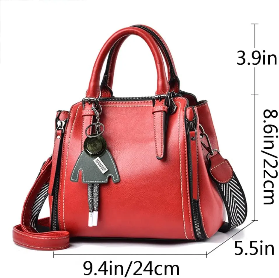 Tote Top-handle Handbags Tote for Women PU Leather Purse Satchel Small Pendant Crossbody Shoulder Bag