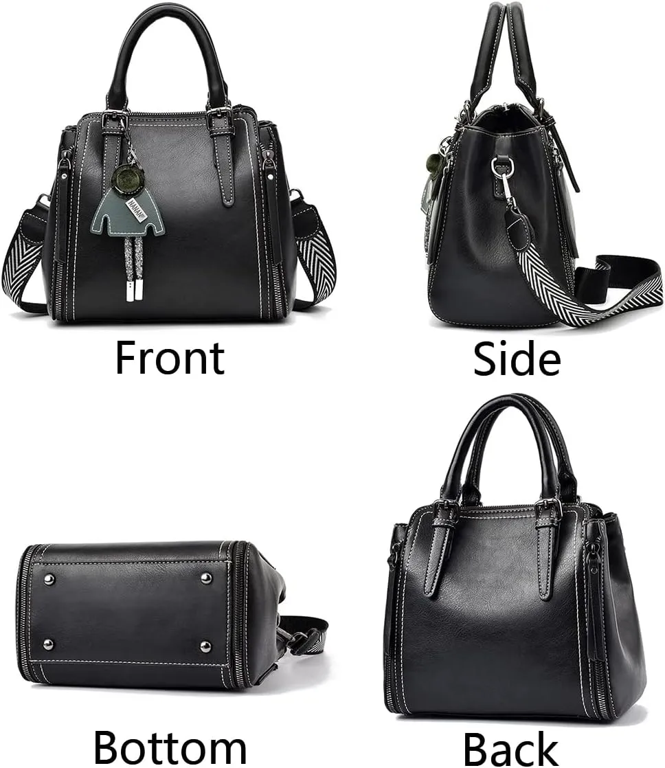 Tote Top-handle Handbags Tote for Women PU Leather Purse Satchel Small Pendant Crossbody Shoulder Bag
