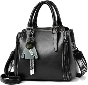 Tote Top-handle Handbags Tote for Women PU Leather Purse Satchel Small Pendant Crossbody Shoulder Bag