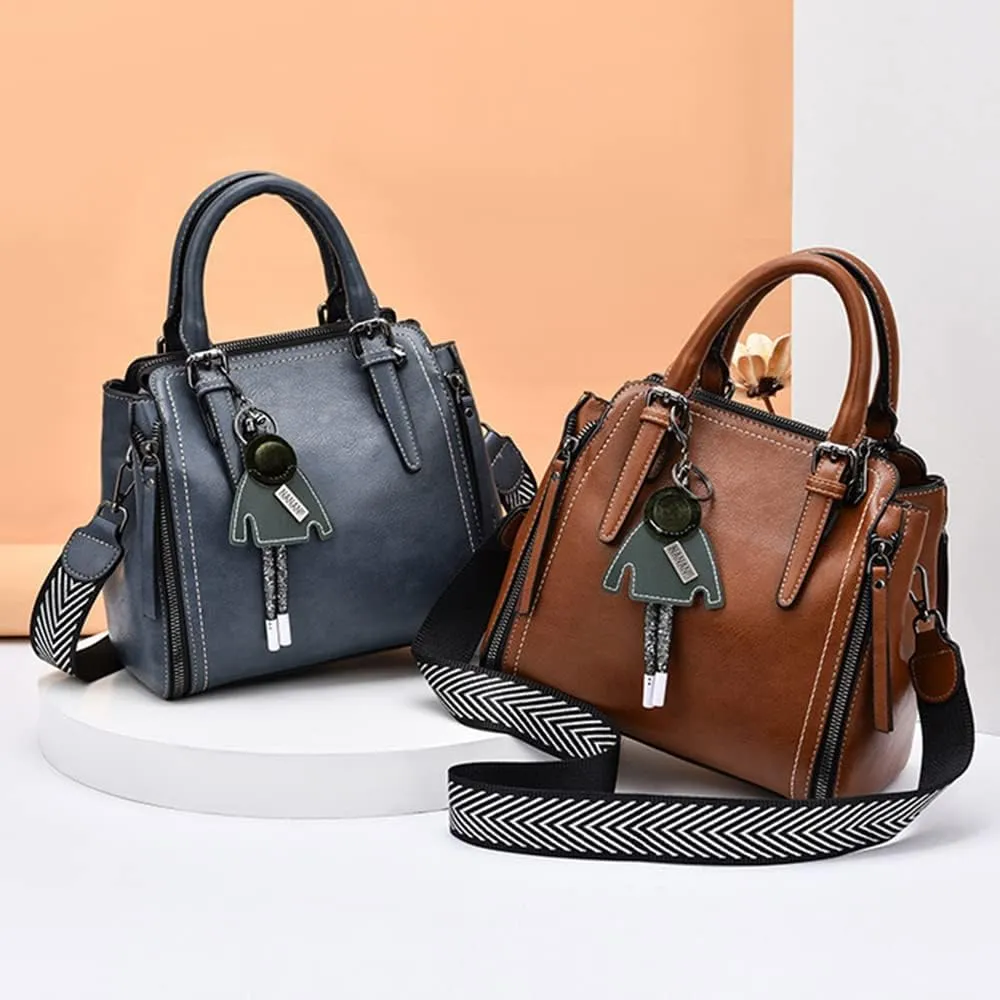Tote Top-handle Handbags Tote for Women PU Leather Purse Satchel Small Pendant Crossbody Shoulder Bag